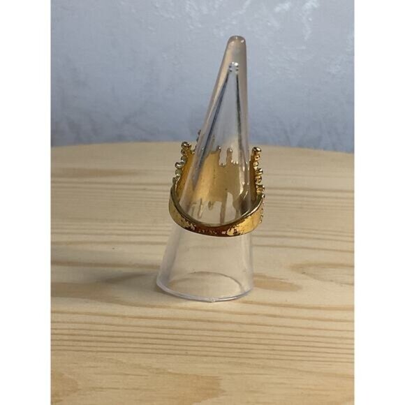 Broad Gold Tone Artistic Textured Womens Ring - Picture 3 of 6